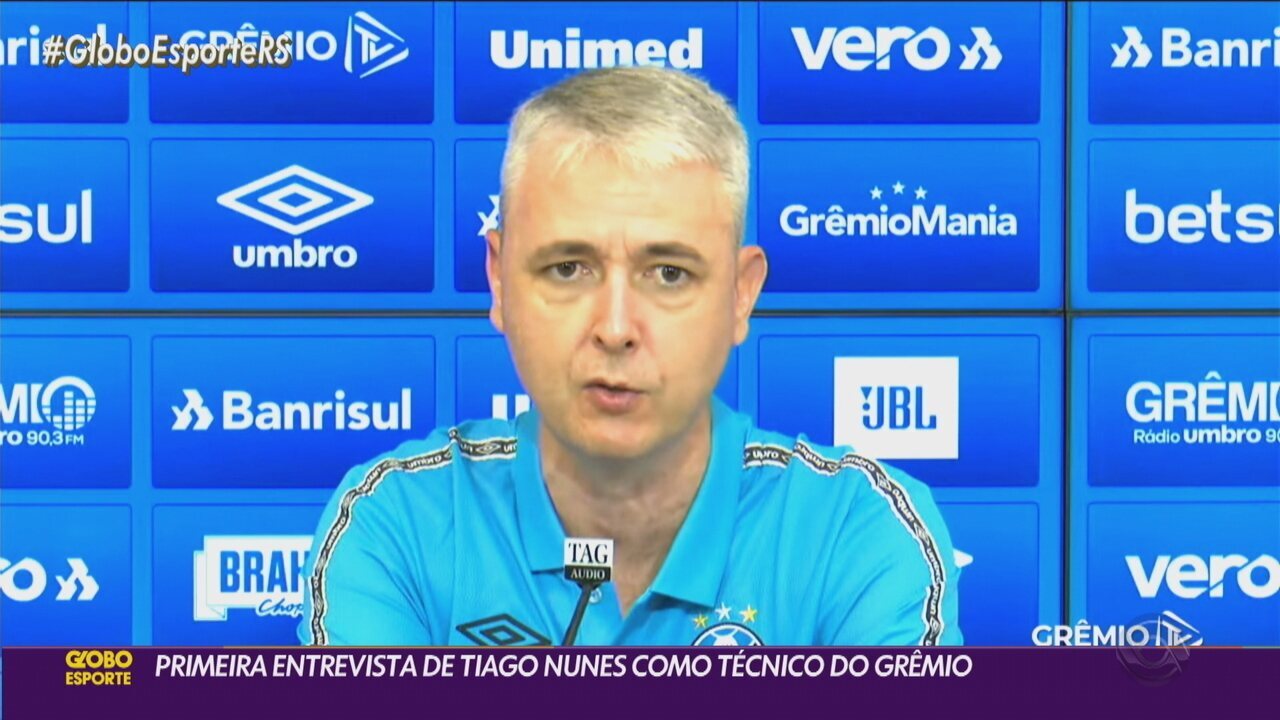 Confira trechos da coletiva de apresentação de Tiago Nunes no Grêmio Confira trechos da coletiva de apresentação de Tiago Nunes no Grêmio